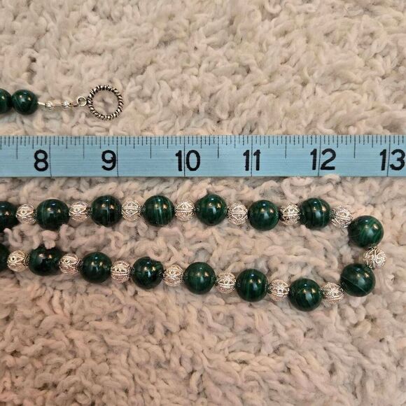NEW Malachite & Sterling Silver Necklace Set 3 piece - Picture 9 of 11